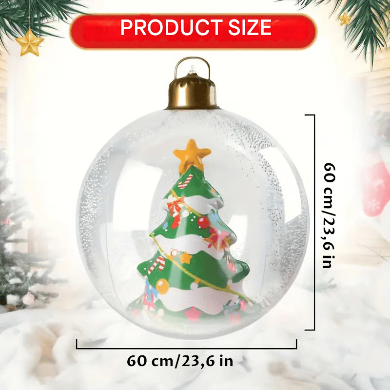🎄24-inch Light-Up Christmas Ball, Outdoor Decoration with LED Lights