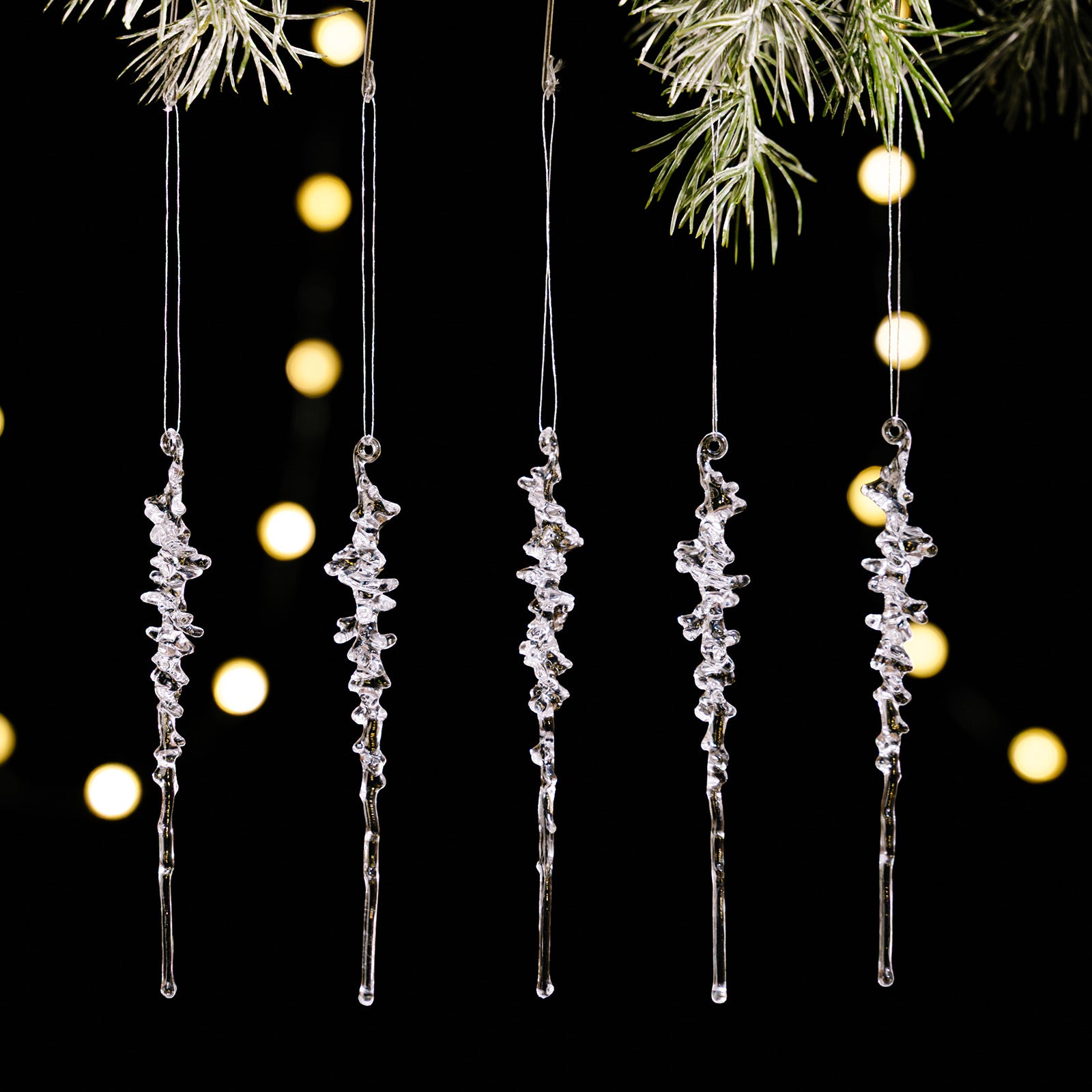 24 Pcs Crystal Icicle Christmas Tree Ornaments(3 Styles Christmas Icicles)